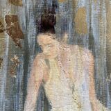 Painting signed oil on canvas with gold leaf finish “The Bride”