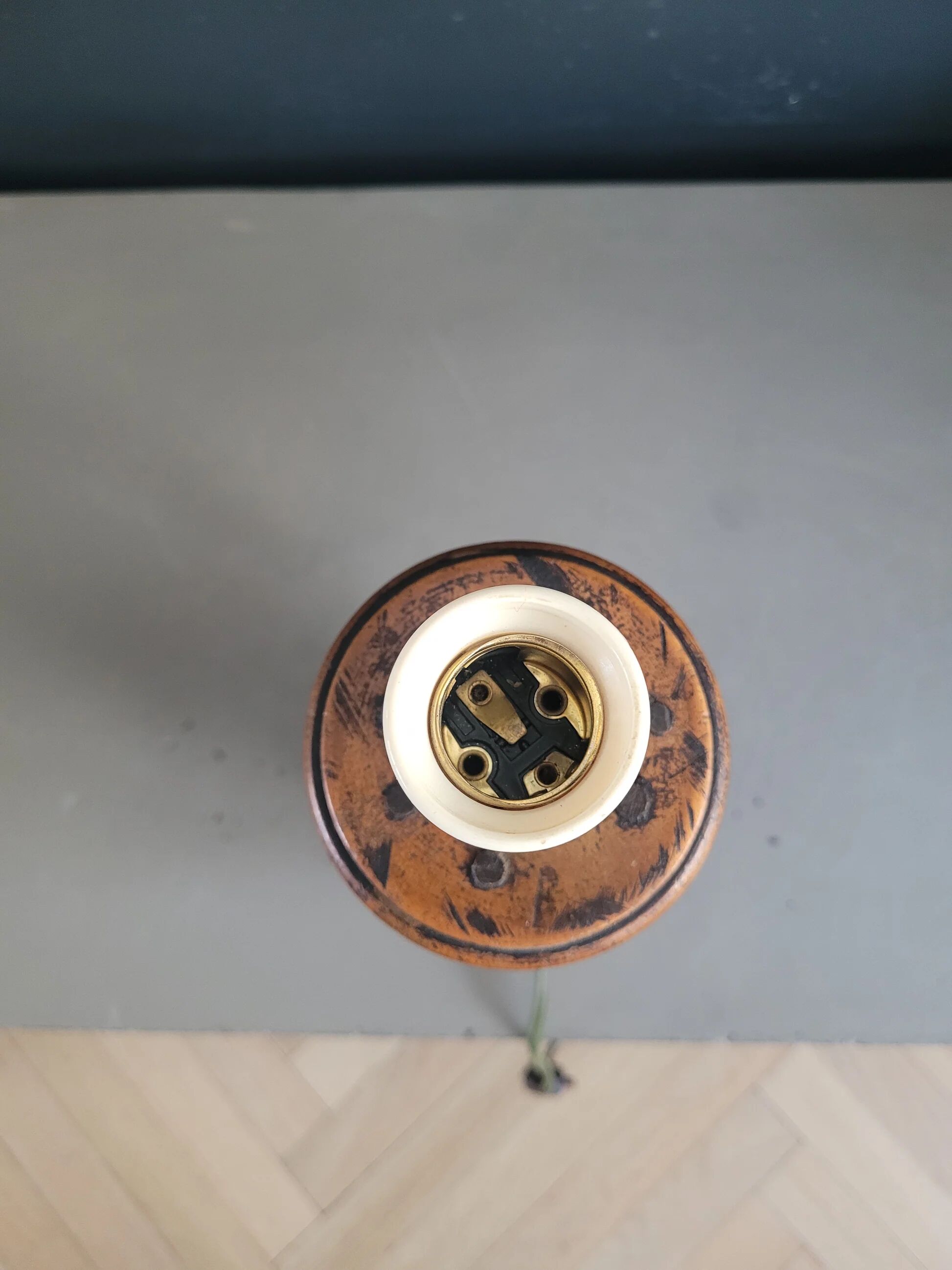 Turned wooden lamp base