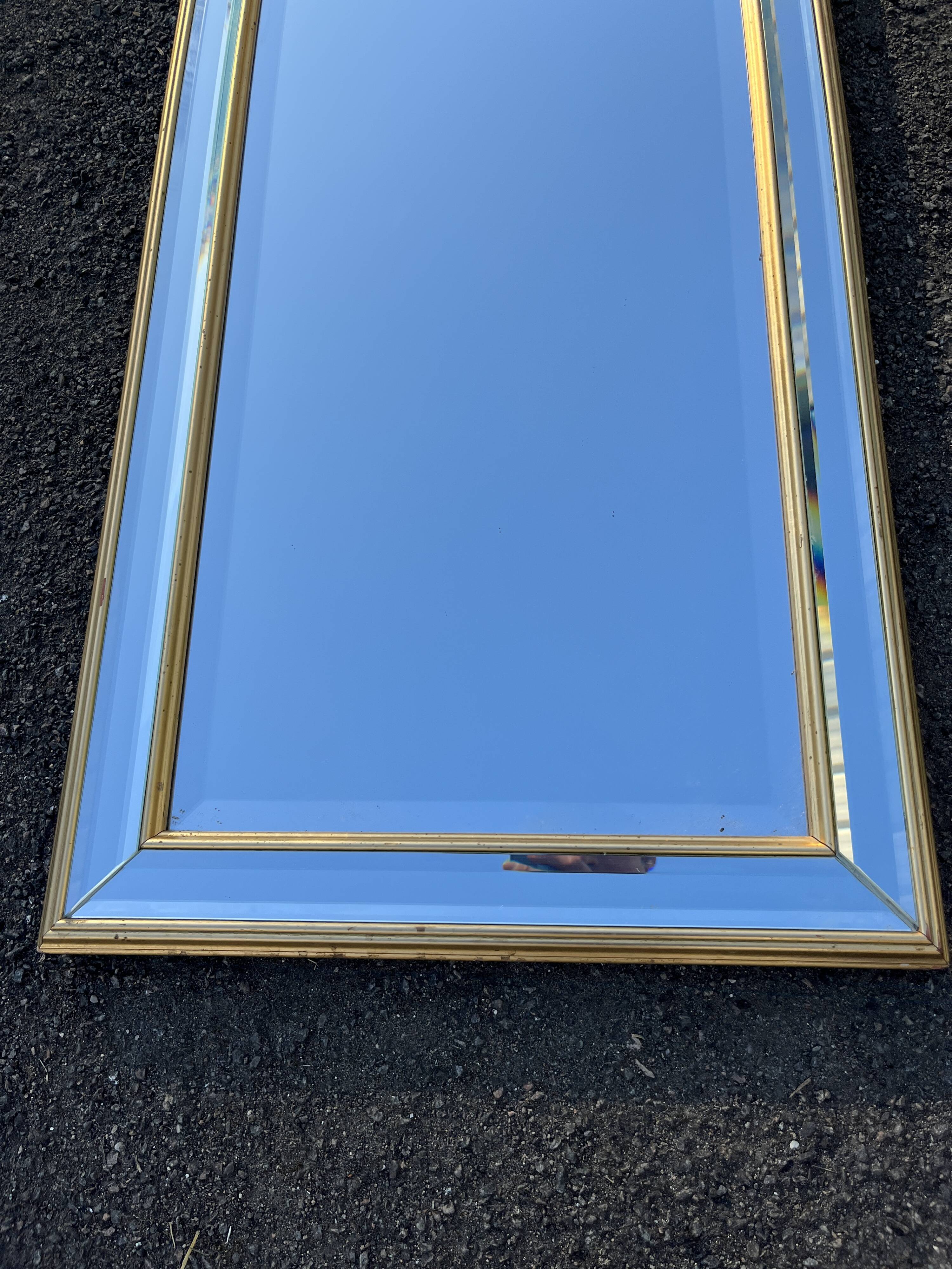 Louis XVI style gilded glazing bead mirror