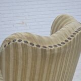 1960s, Danish armchair, light green furniture velour, beech wood.