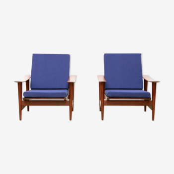 Two Scandinavian design chairs 60s teak