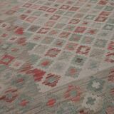 Geometric Handwoven Oriental Wool Kilim Traditional New Flatwoven Wool Area Rug 168x193cm