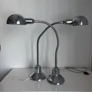 Pair of vintage 1940 Jumo 210 chrome desk lamps - 50 cm