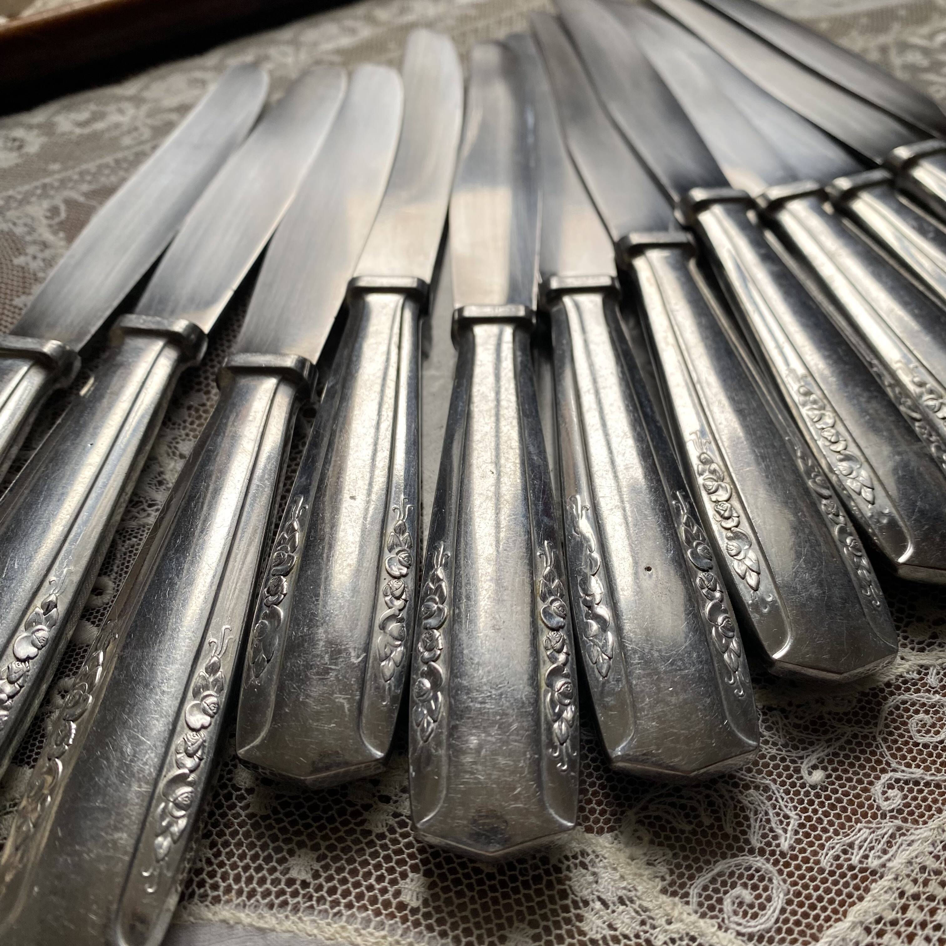 Silver-plated knives with stainless steel blades, Vego brand, 1950s