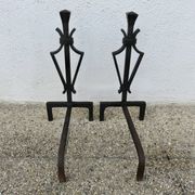 Wrought iron hammered gates in the style of Subes or Poillerat, 1950s.