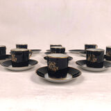 Together, Limoges, Jean Pouyat cups and sub-cups blue oven background