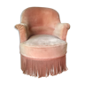 Fauteuil crapaud velour vieux rose