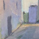 Huile sur toile paysage urbain 1951