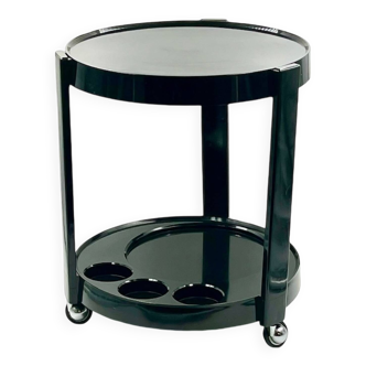 Desserte de bar Mid Century en plastique noir brillant, années 1970