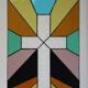 Vitrail décoratif Croix géométrique – Verre coloré artisanal 40 × 57 cm