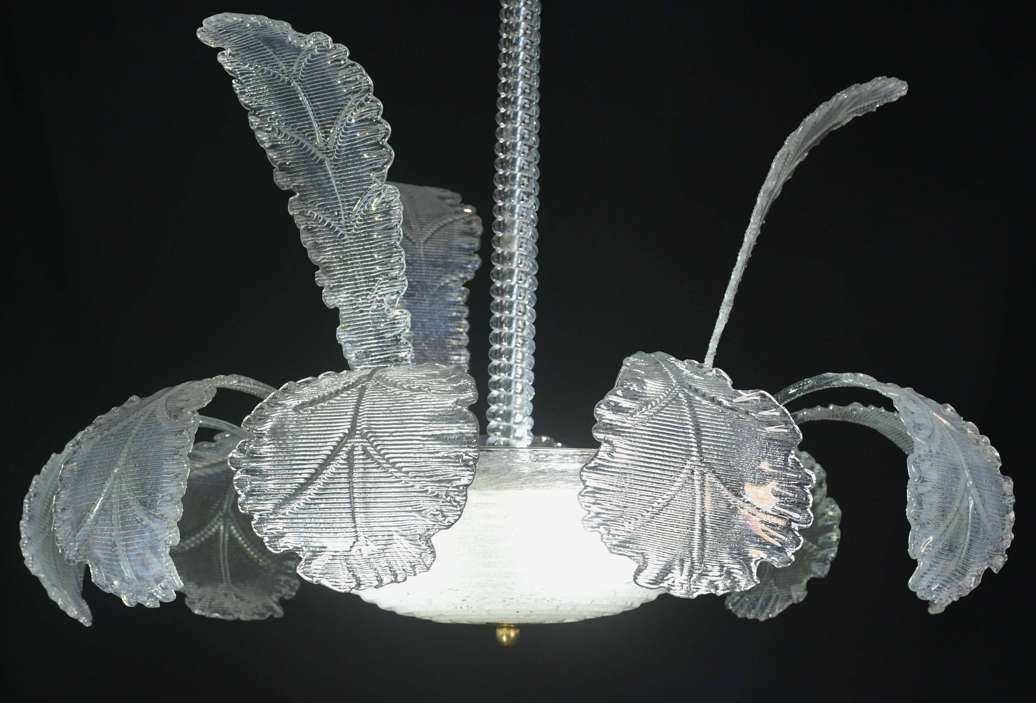 Luxury Barovier & Toso chandelier, Murano Pulegoso glass, 1950s