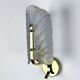 Mid-century frosted leaf sconce, textured Murano glass & gilt details, circa 1960s