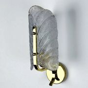 Mid-century frosted leaf sconce, textured Murano glass & gilt details, circa 1960s