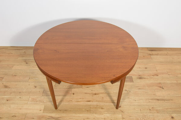 Table à manger en teck des années 50 et chaises par Hans Olsen pour Frem Røjle, Danemark, années 1960, ensemble de 5.