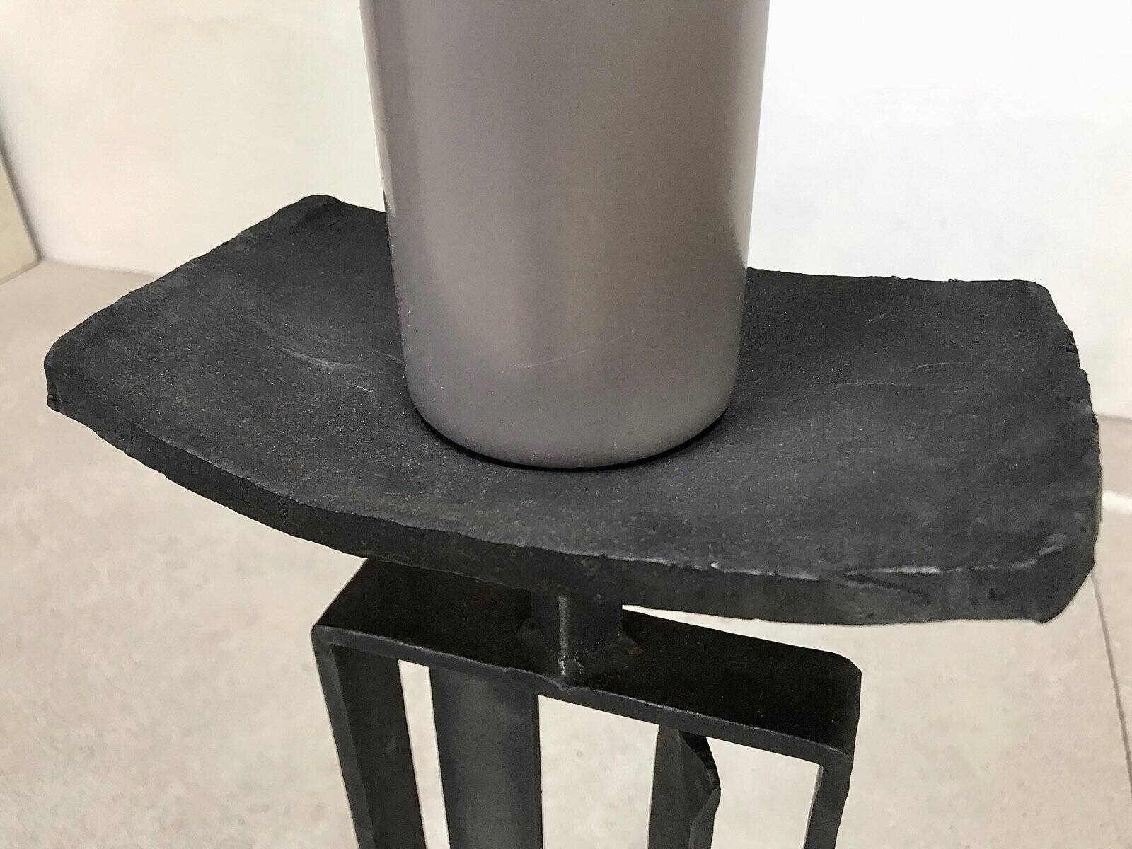 Sculptural brutalist candleholder in wrought iron, GDR / Germany, 1960s
