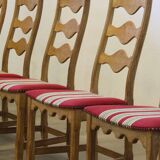 Vintage 1960s Danish brutalist ladderback oak chairs in the style of Kjærnulf