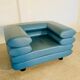 Chaise lounge suédoise vintage rétro en cuir turquoise