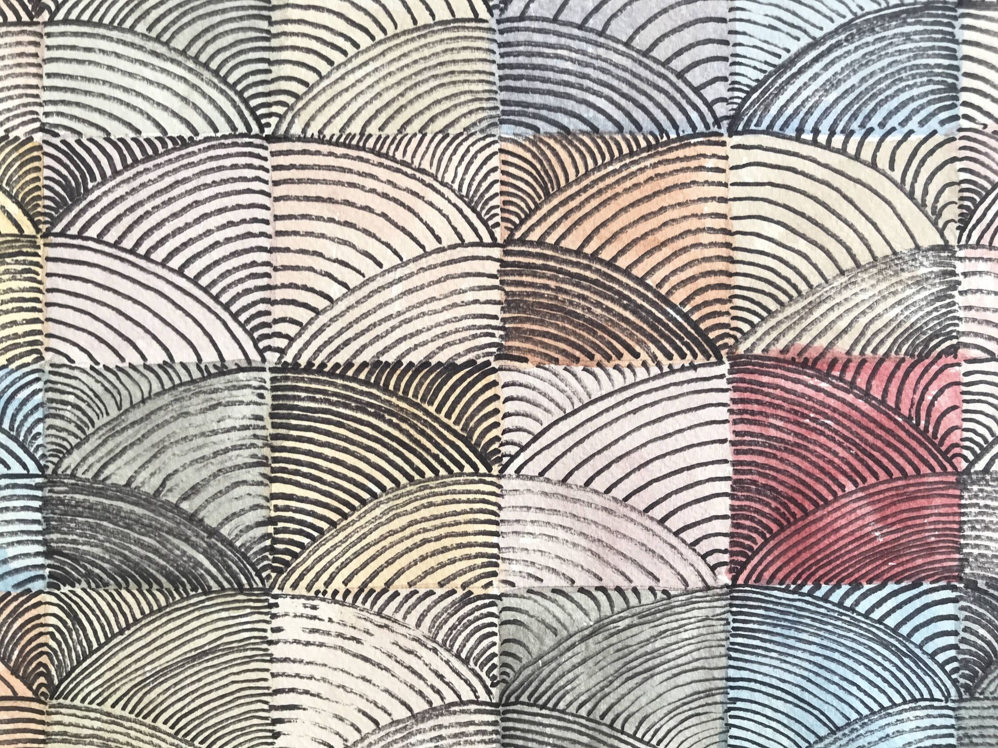 Contemporary school: mixed technique on paper, Untitled (shell), circa 2021