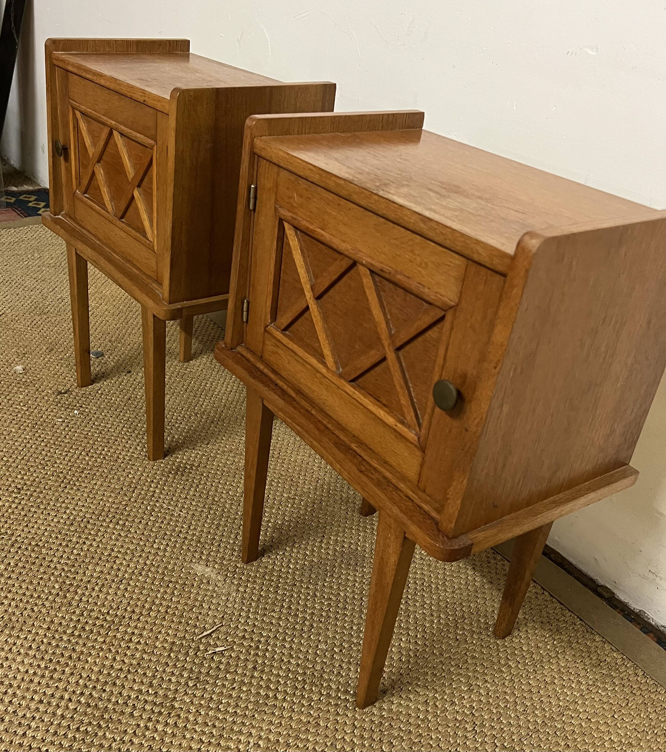 Pair of Vintage Bedside Tables Scandinavian Style 50s Vintage