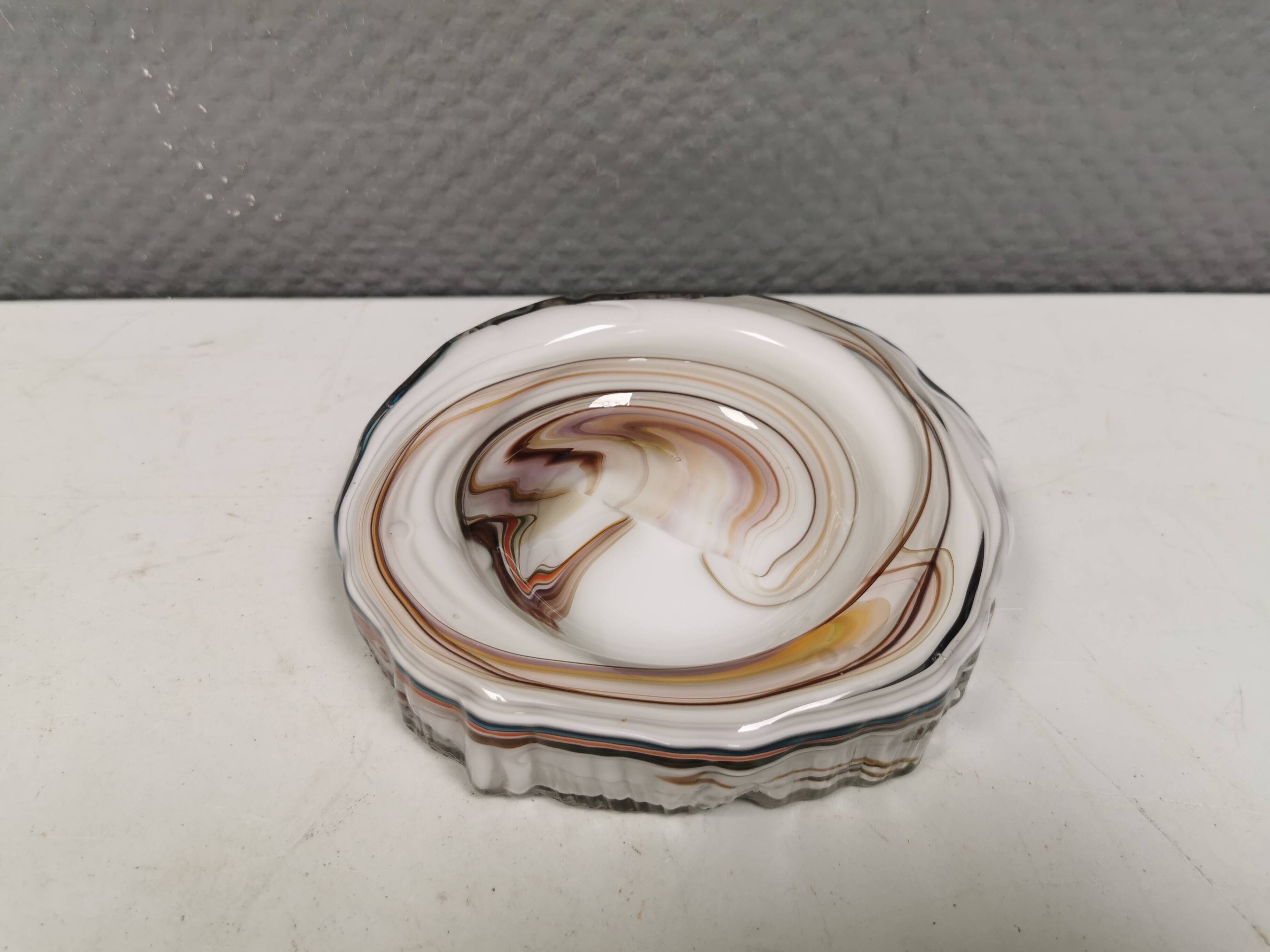 Rare glass art / ashtray by Michael Bang for Holmegaard Denmark 1968