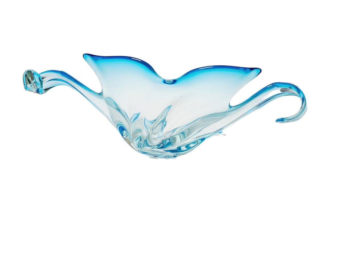 Postmodern Sommerso Murano glass fruit bowl from Mandruzzato, Italy, 1950
