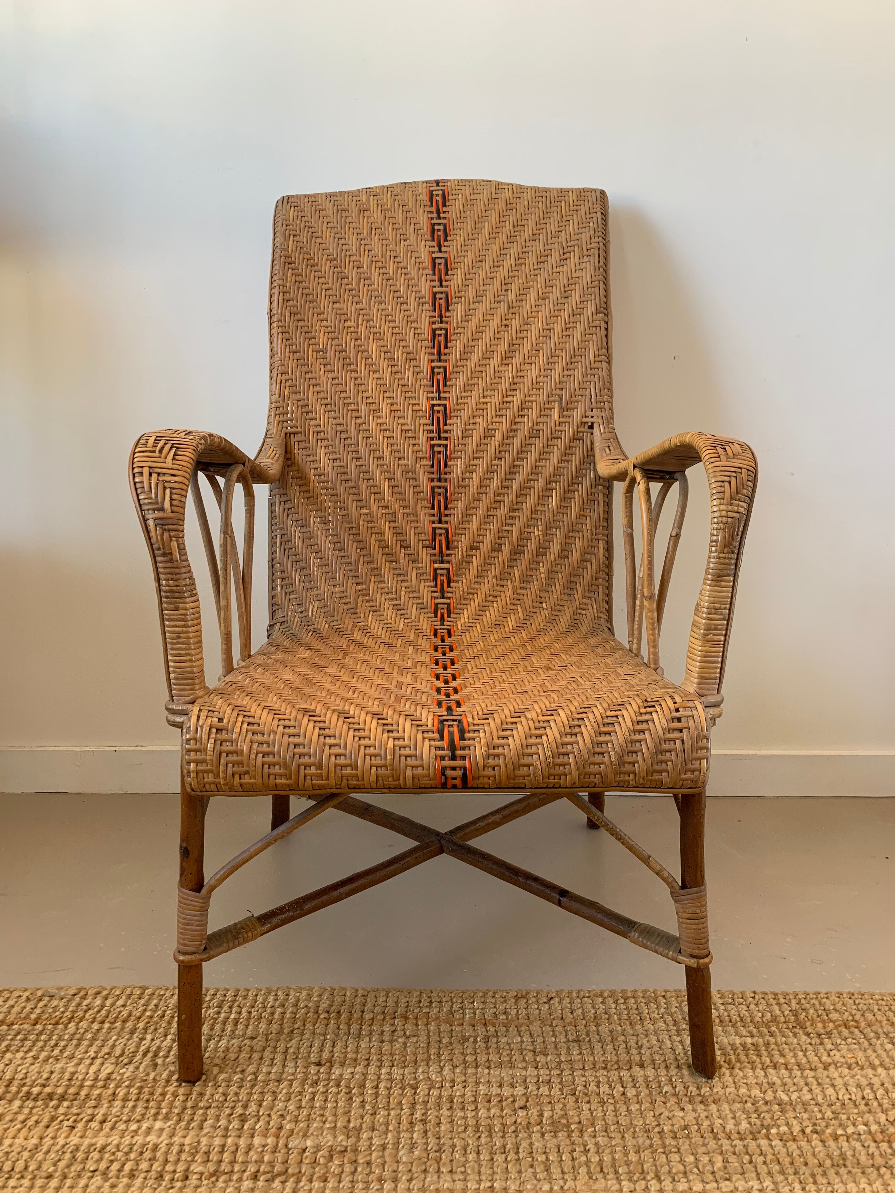 Old rattan armchair
