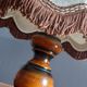 Table lamp foot turned wood and lampshade pagoda ecru/brown, seventies