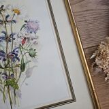 Lithograph bouquet of wild flowers in gilded frame