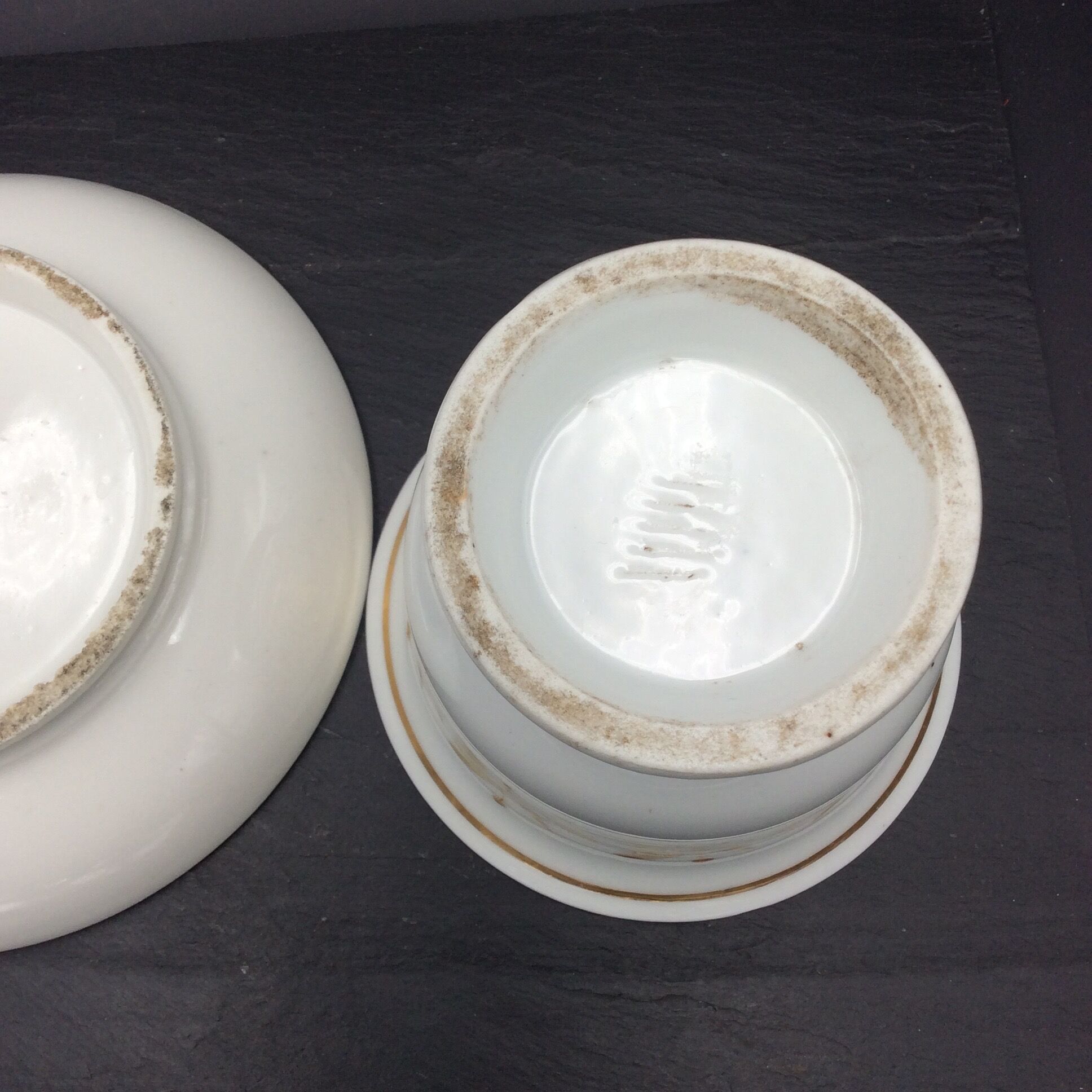 Cup and saucer porcelain of paris empire decoration golden foliage nineteenth