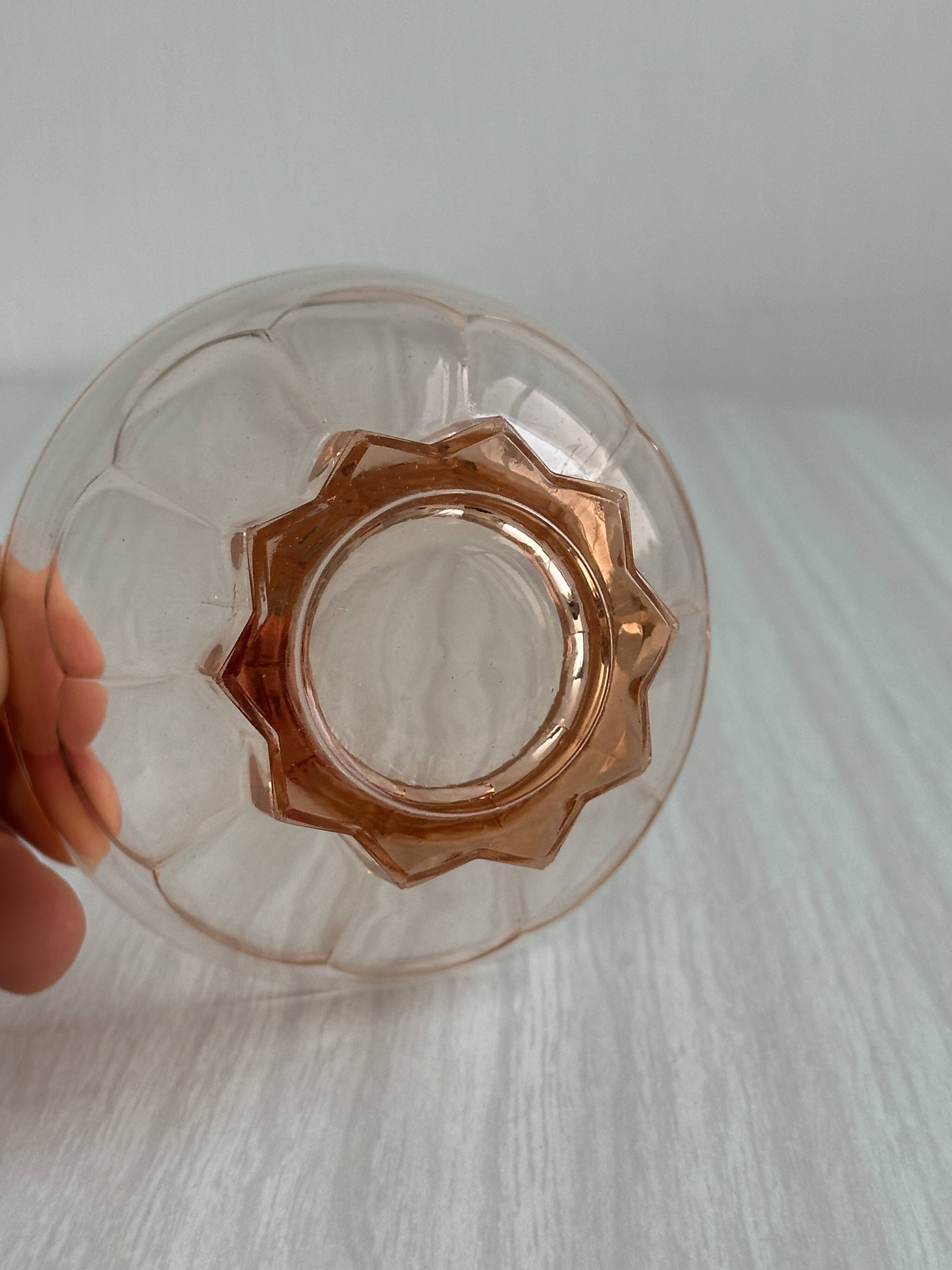 10 translucent pink bowls, small colored glass ramekin