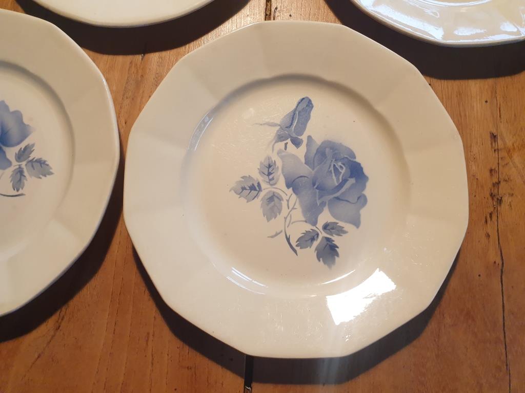 Set 4 flat plates Digoin blue flower