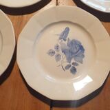 Set 4 flat plates Digoin blue flower