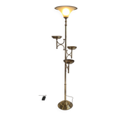 Rare Lampadaire vintage postmoderne en laiton doré – 3 soucoupes – 183 cm