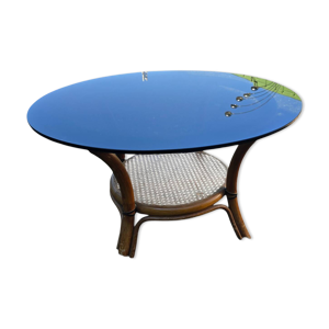 Table basse ronde en - cannage