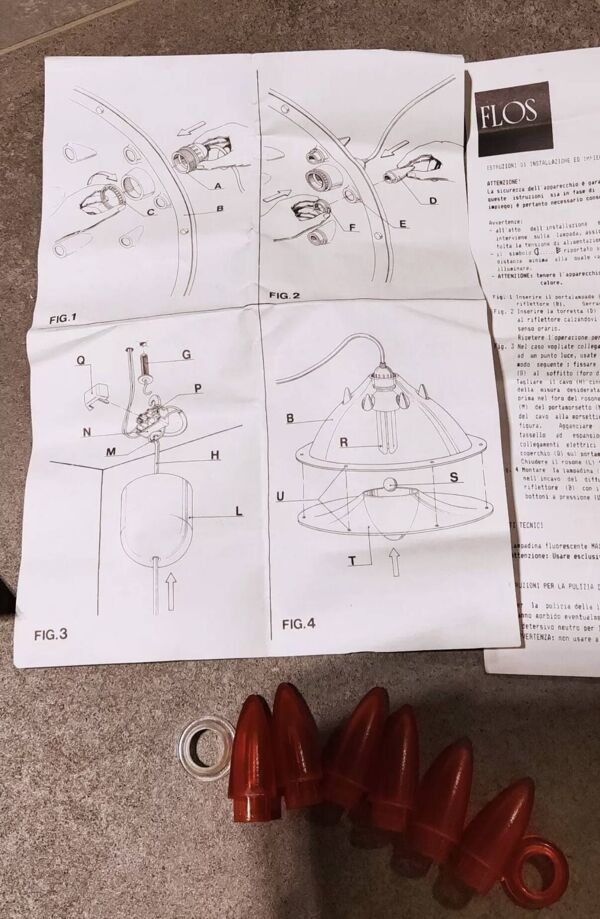 PHILIPPE STARCK LITE LIGHT SUSPENSION FLOS ITALIAN 1991 COMPLET