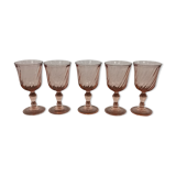 Set of 5 pink twisted water glasses "Rosaline" Luminarc France