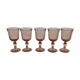 Set of 5 pink twisted water glasses "Rosaline" Luminarc France