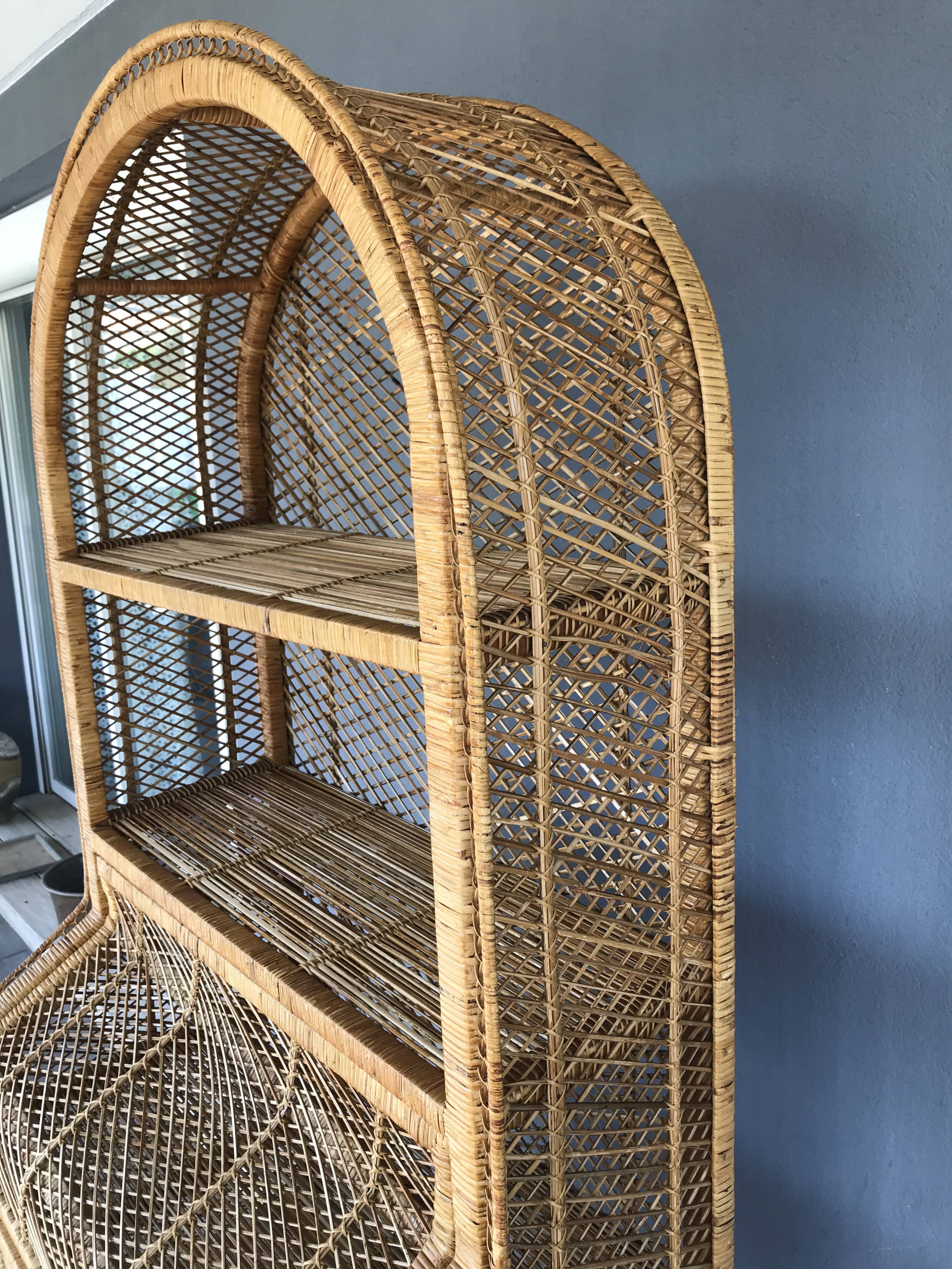 Vintage rattan bookcase