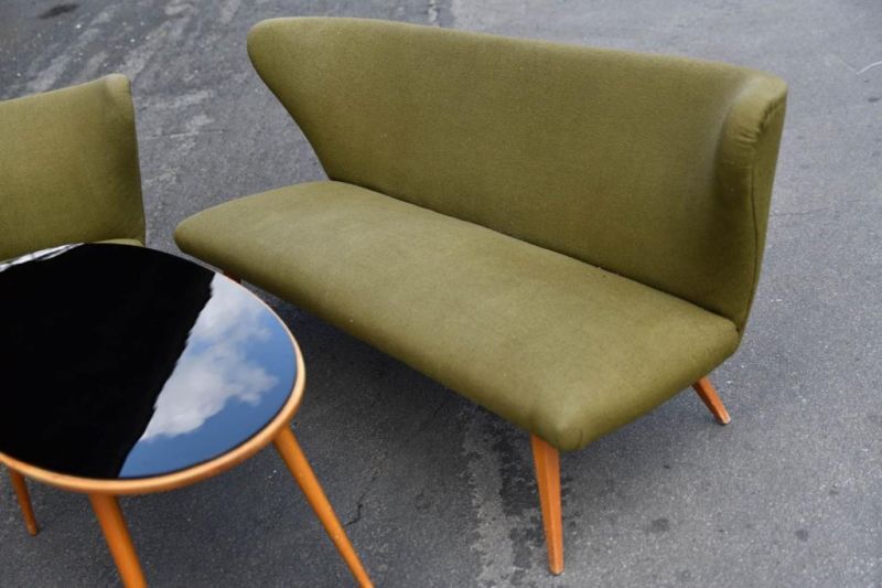 Sculptural sofa and 2 armchairs fifties sofa set