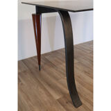 Minimalist desk in steel and wood