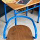 Blue desk and school chair set  design Jacques Hitier