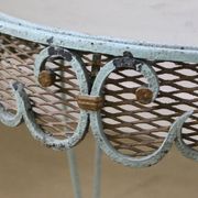 Wrought iron pedestal table mirror top 1930
