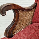 Fauteuil danois en bois de frêne et velour années 1930