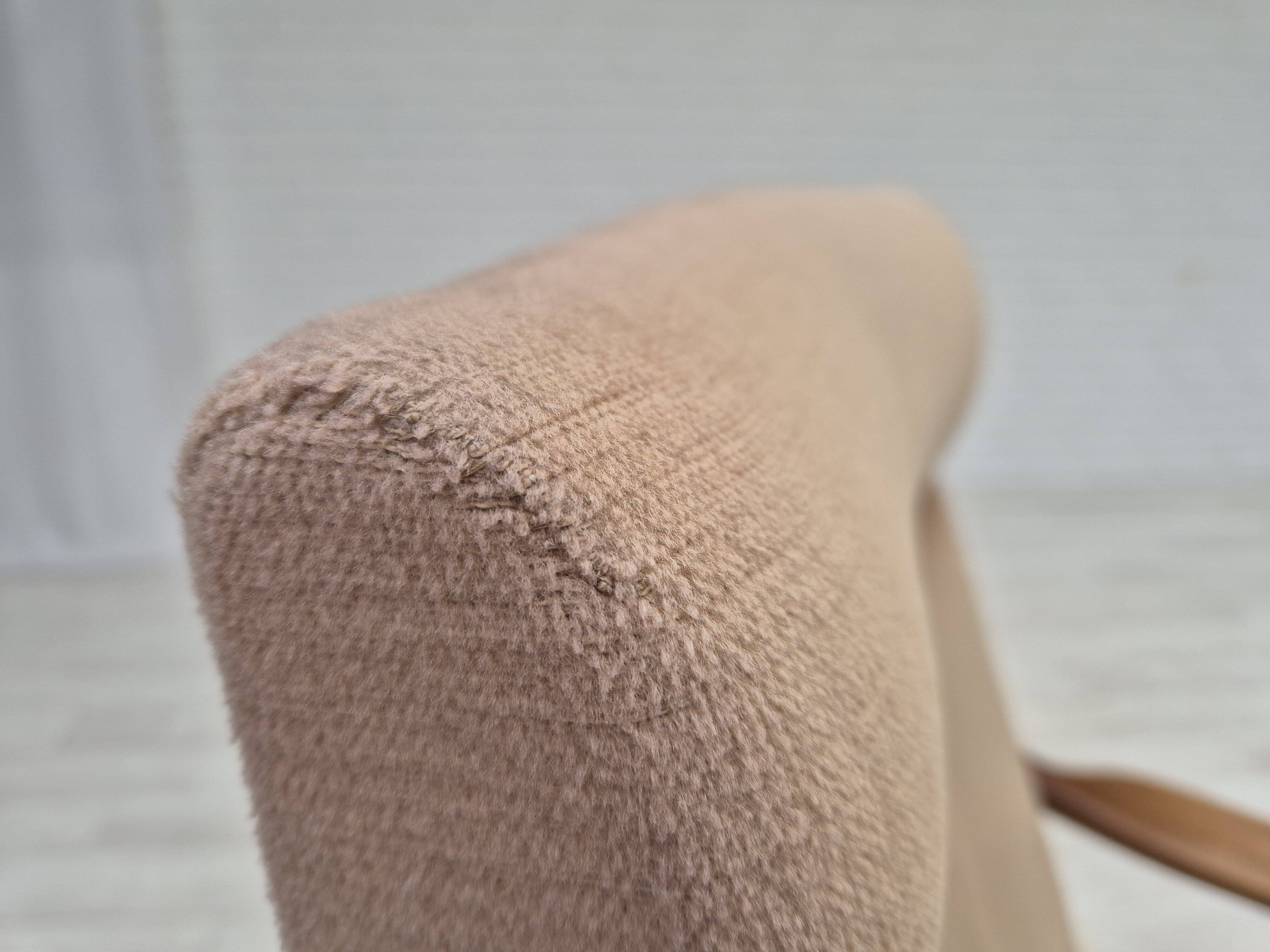 1960s, Scandinavian design, highback armchair, original condition, furniture velour, beech wood.