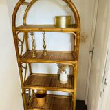 Vintage bamboo rattan shelf bookcase