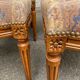 Set of 6 Louis XVI style chairs with caned backs and 70s jacquard fabric.