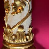 Italian Pedestal Column in White Lacquer and Gold Leaf