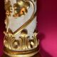 Italian Pedestal Column in White Lacquer and Gold Leaf
