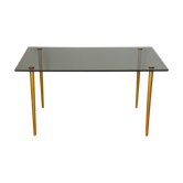 Table basse verre fumé laiton années 60