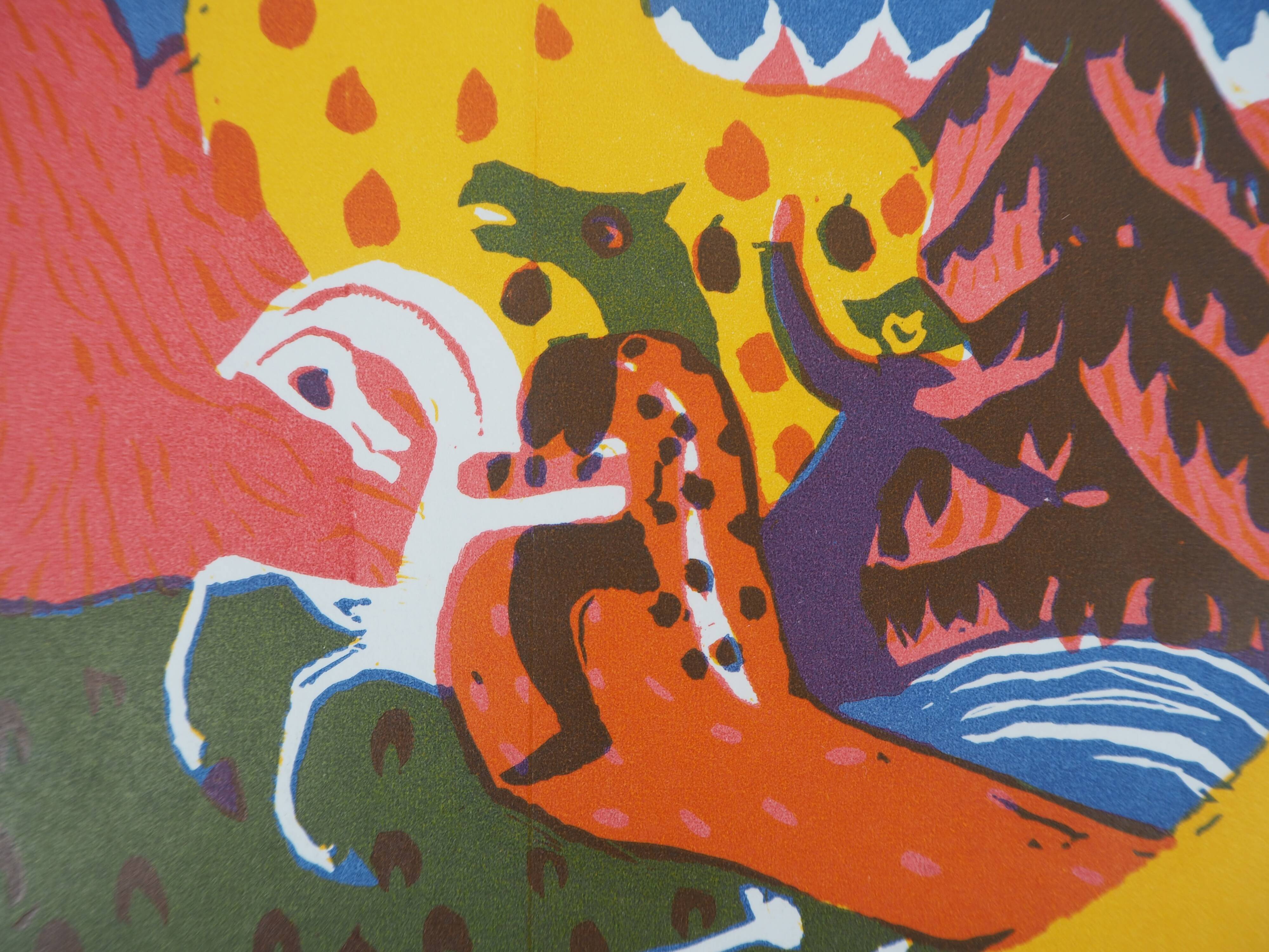 Vassily kandinsky : cavalier onirique - gravure sur bois
